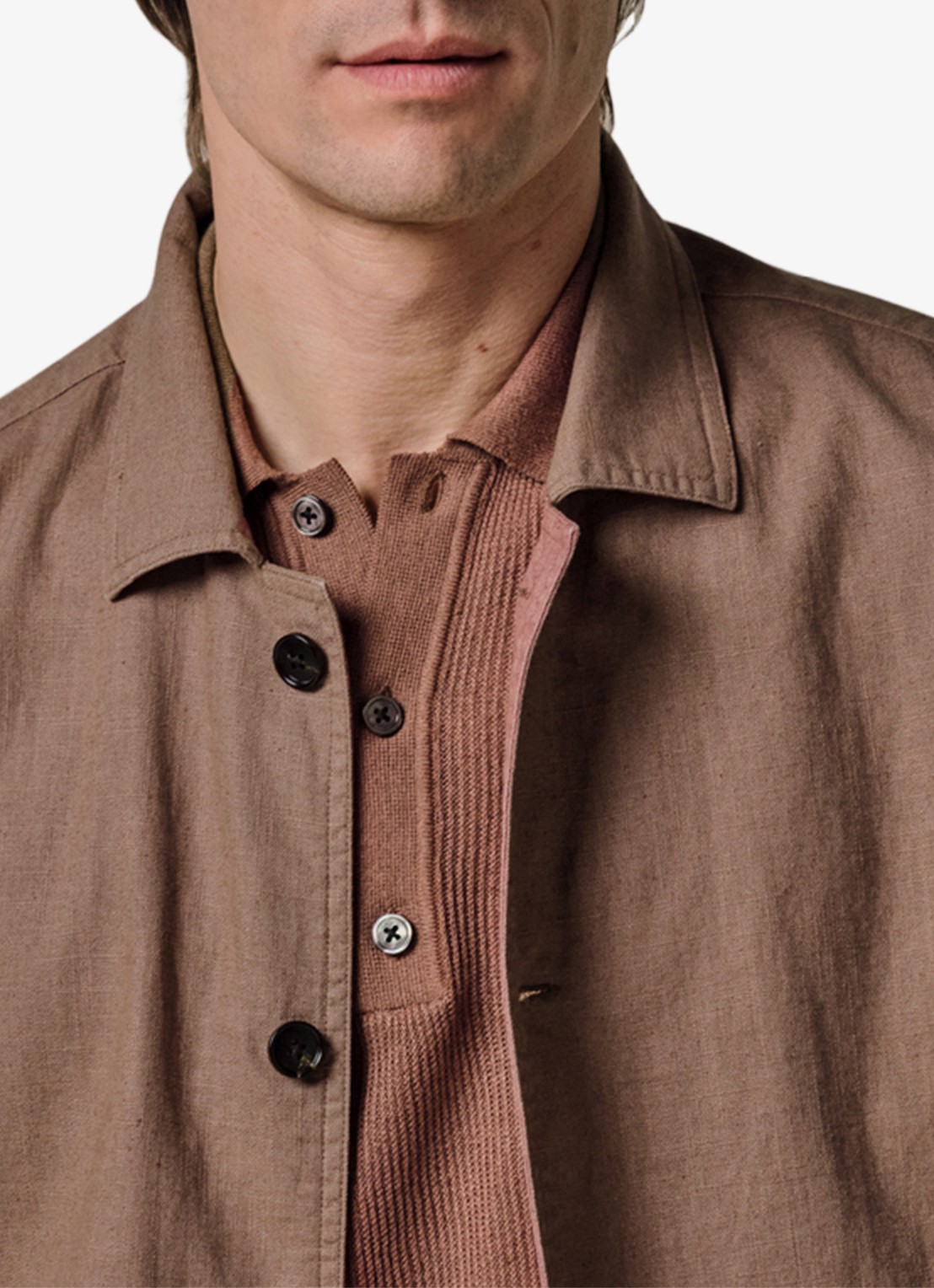 Profuomo Linen overshirt - detail 3 clay