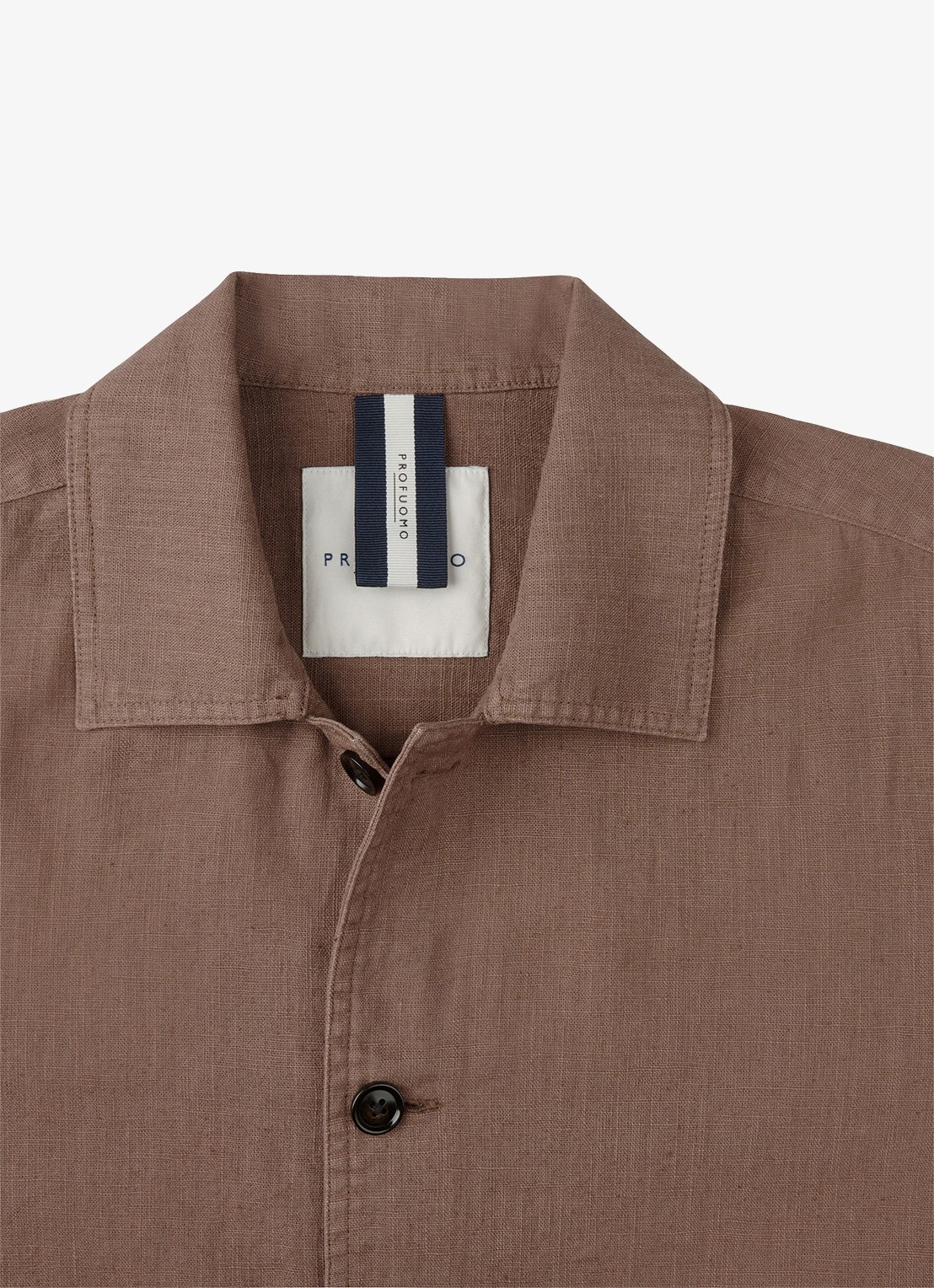 Profuomo Linen overshirt - detail 4 clay
