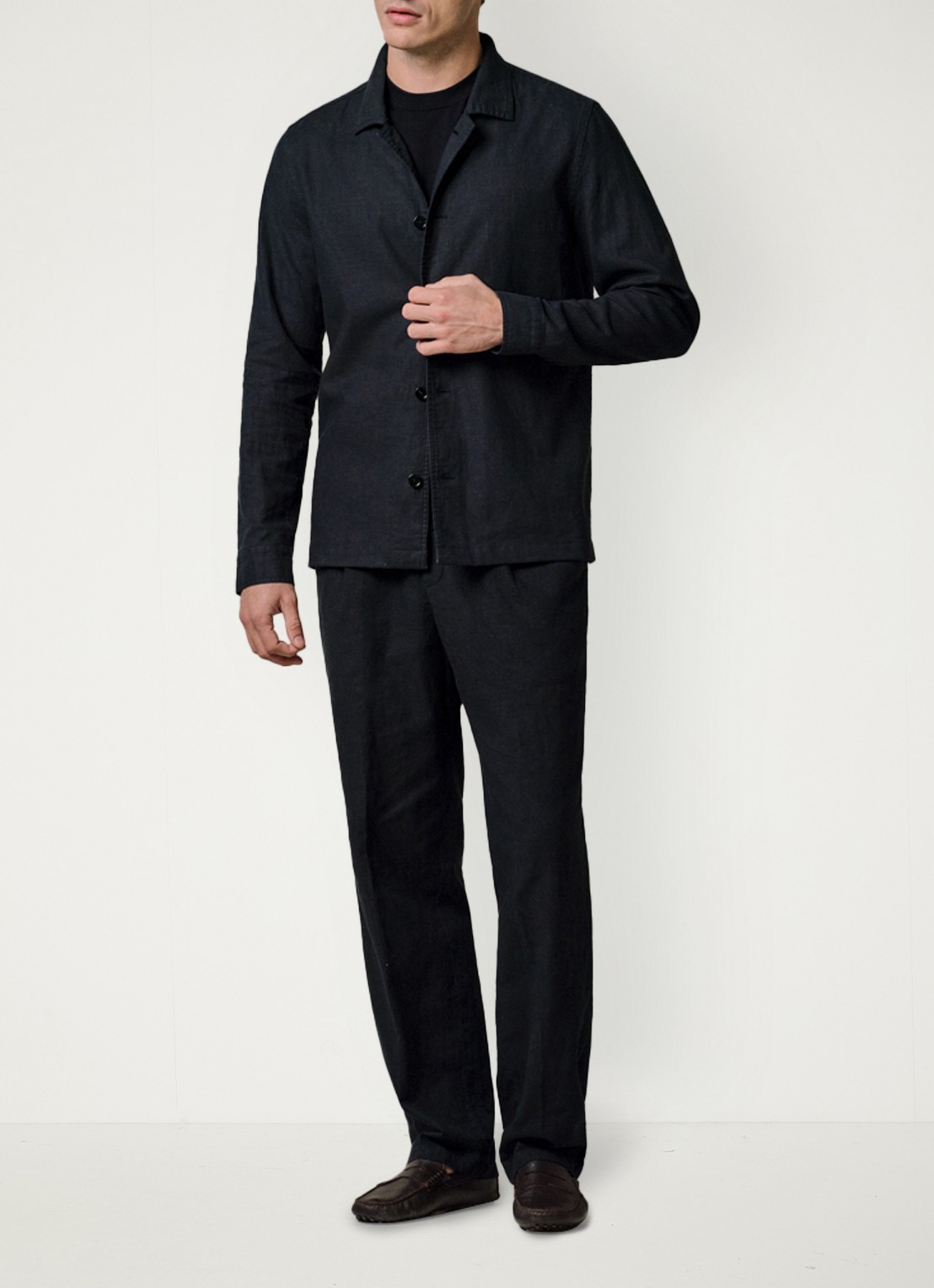 Profuomo Linen overshirt - voorkant 2 blauw