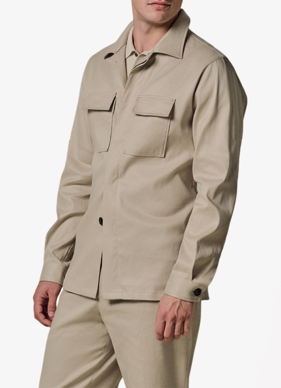 Profuomo Linen overshirt - detail 4 beige