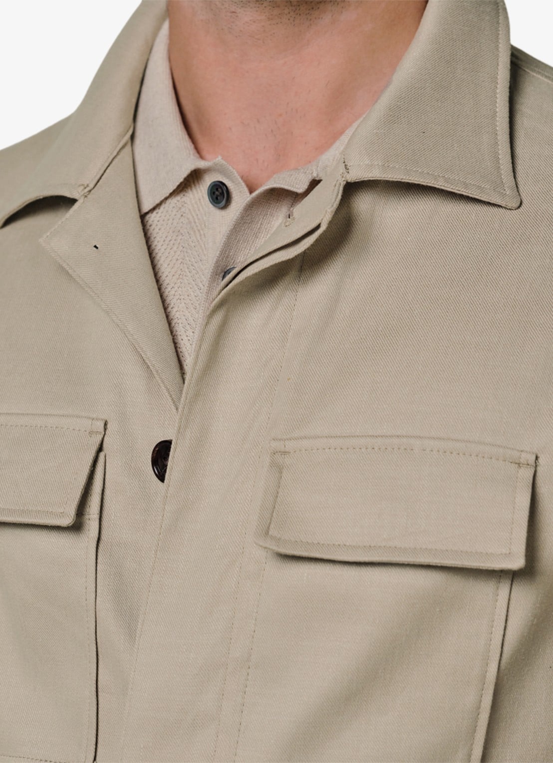 Profuomo Linen overshirt - detail 5 beige