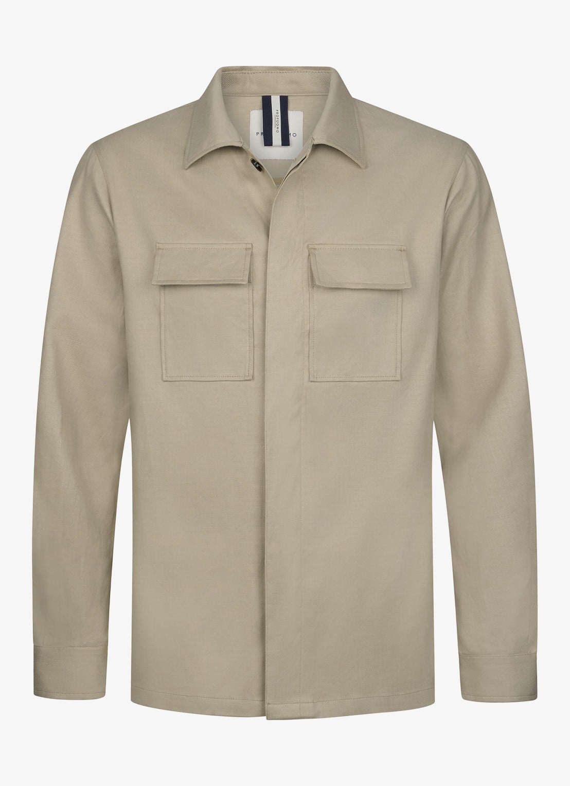 Profuomo Linen overshirt - voorkant 2 beige