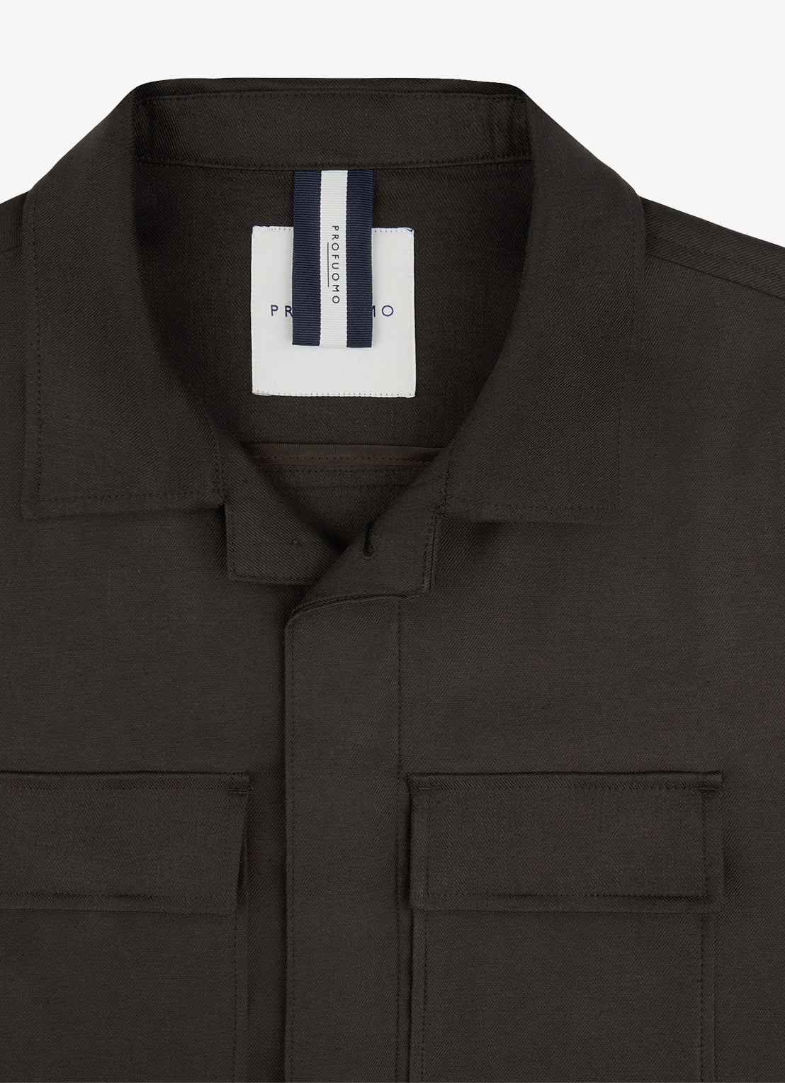 Profuomo Linen overshirt - detail 6 donkerbruin