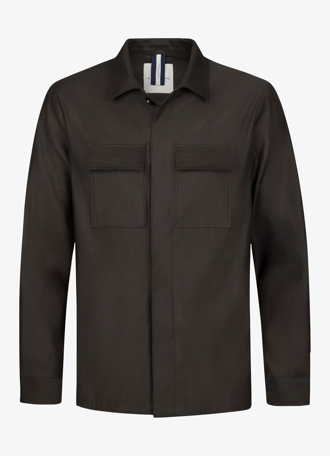 Profuomo Linen overshirt - voorkant donkerbruin