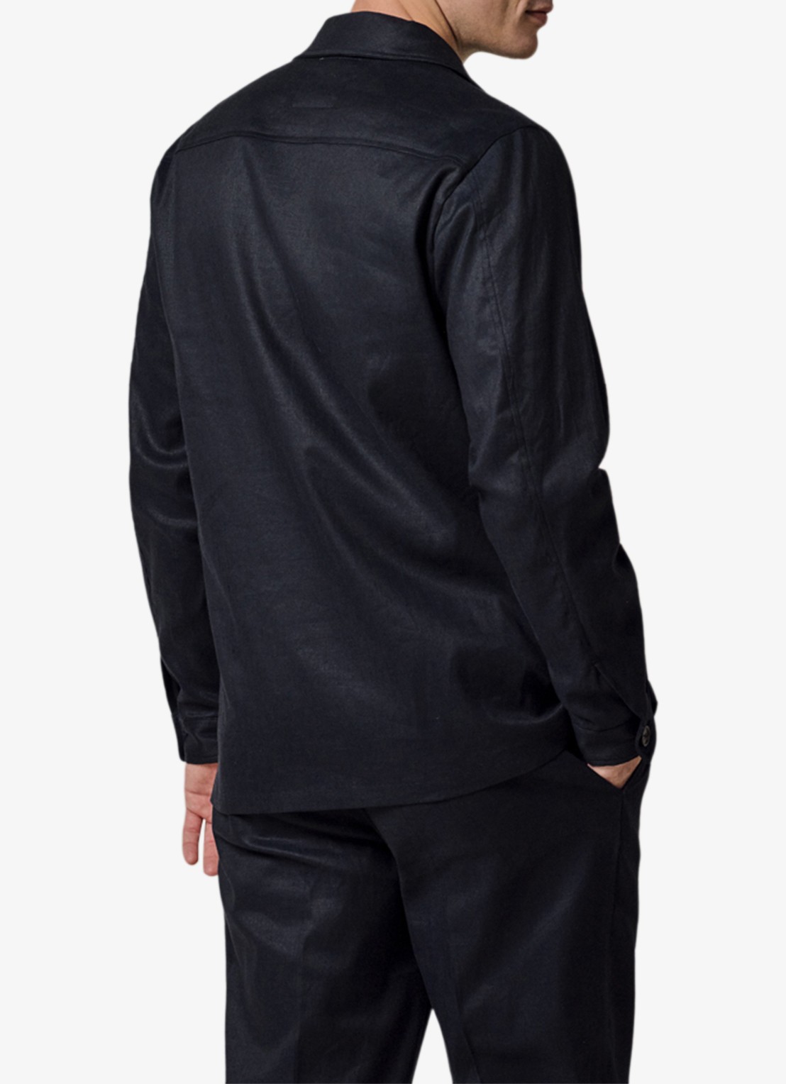 Profuomo Linen overshirt - achterkant donkerblauw