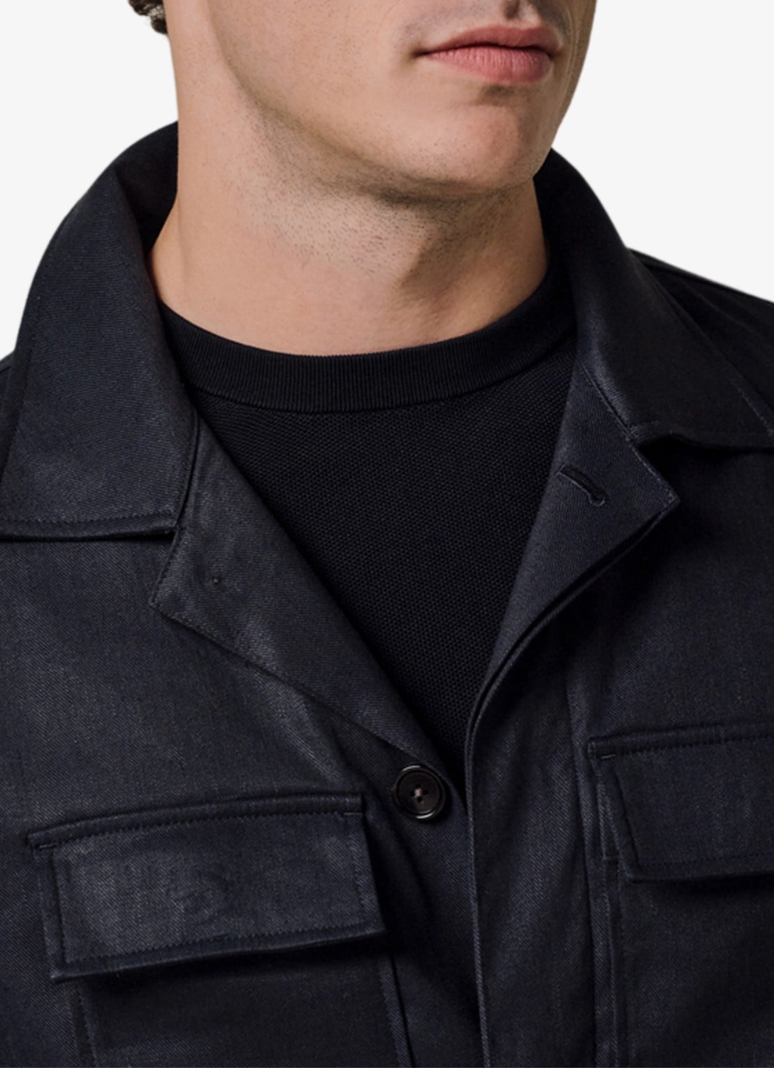 Profuomo Linen overshirt - detail 3 donkerblauw