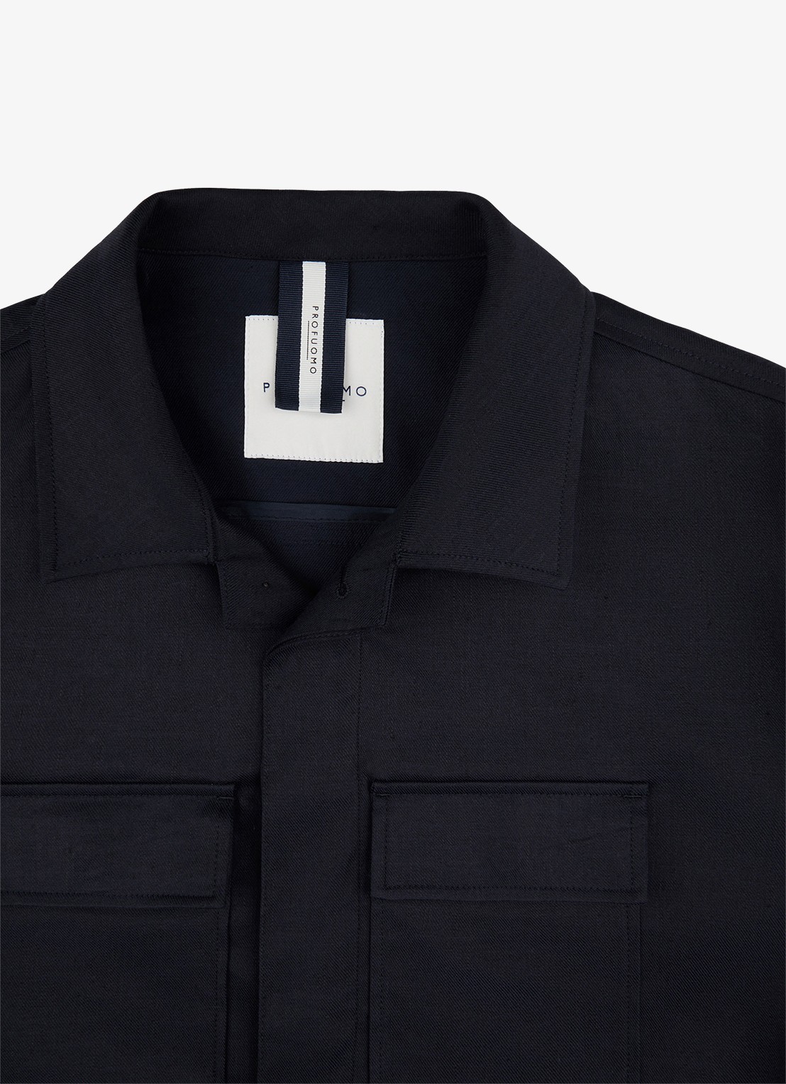 Profuomo Linen overshirt - detail 4 donkerblauw
