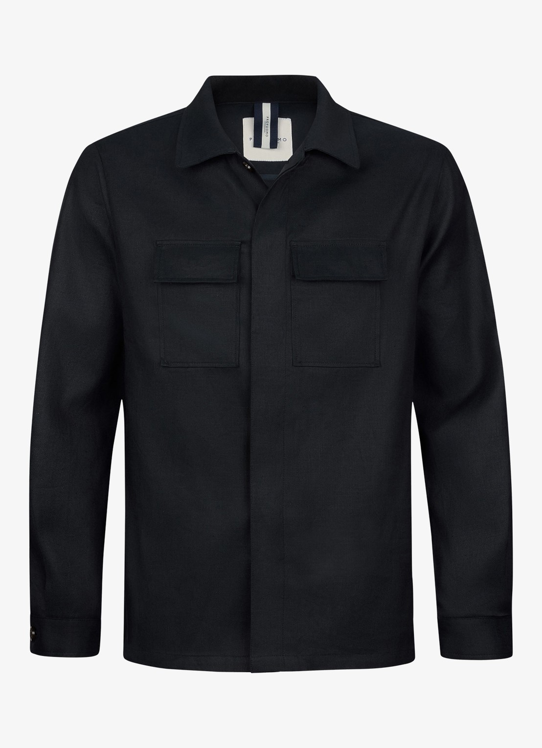Profuomo Linen overshirt - voorkant 5 donkerblauw