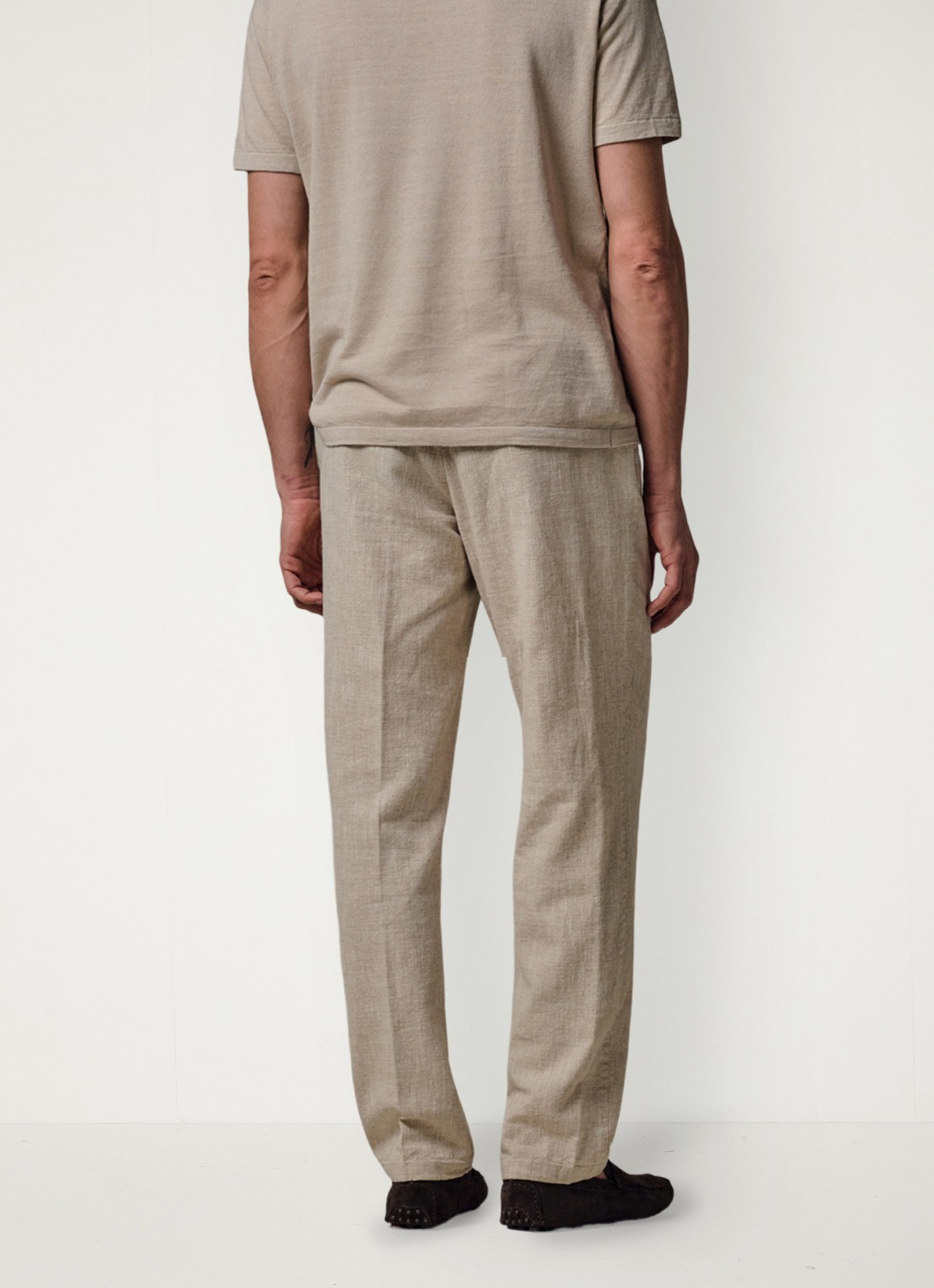 Profuomo Loose fit broek in linnenblend - achterkant beige
