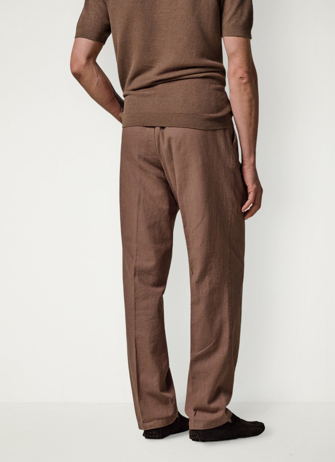 Profuomo Loose fit broek in linnenblend - achterkant 3 clay