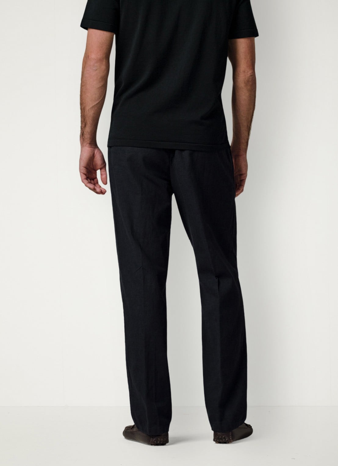 Profuomo Loose fit broek in linnenblend - achterkant 6 blauw