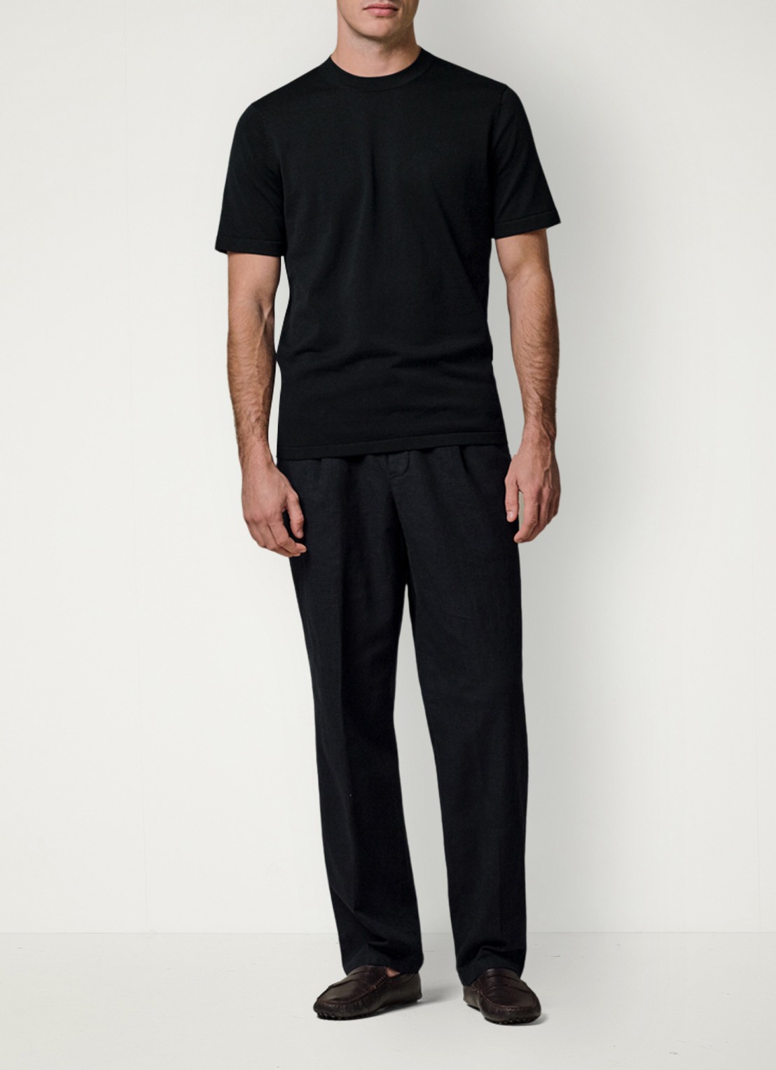 Profuomo Loose fit broek in linnenblend - voorkant 2 blauw