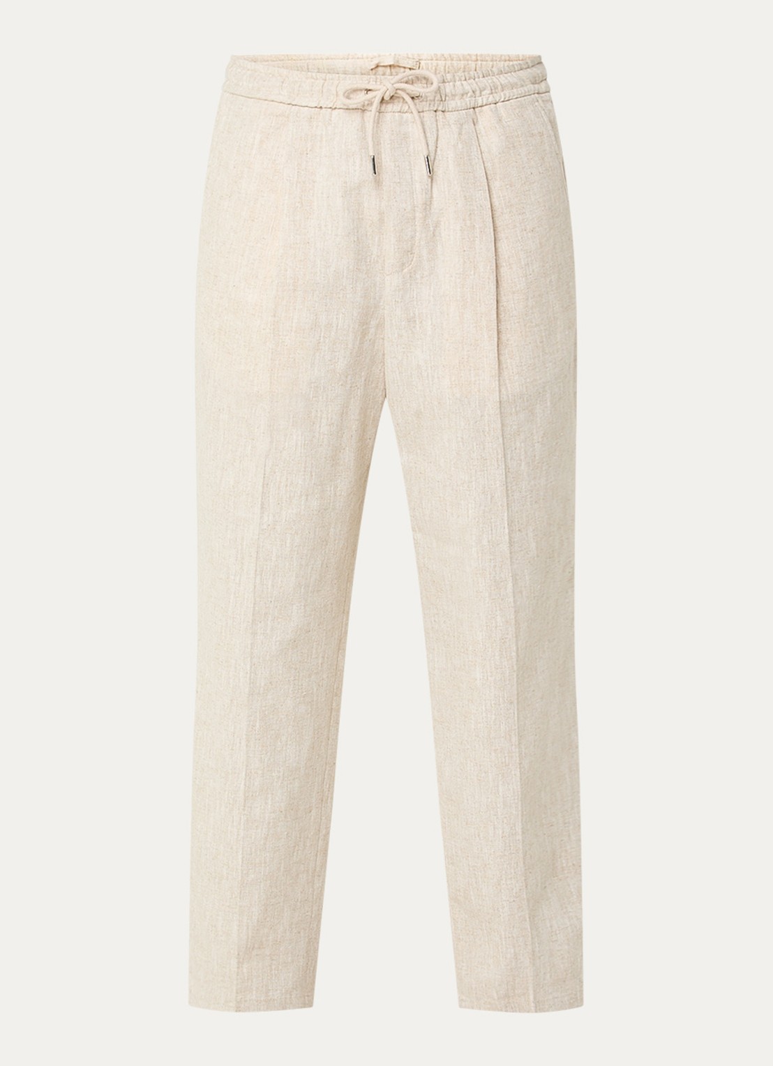 Profuomo Loose fit chino in linnenblend met trekkoord - voorkant 2 beige