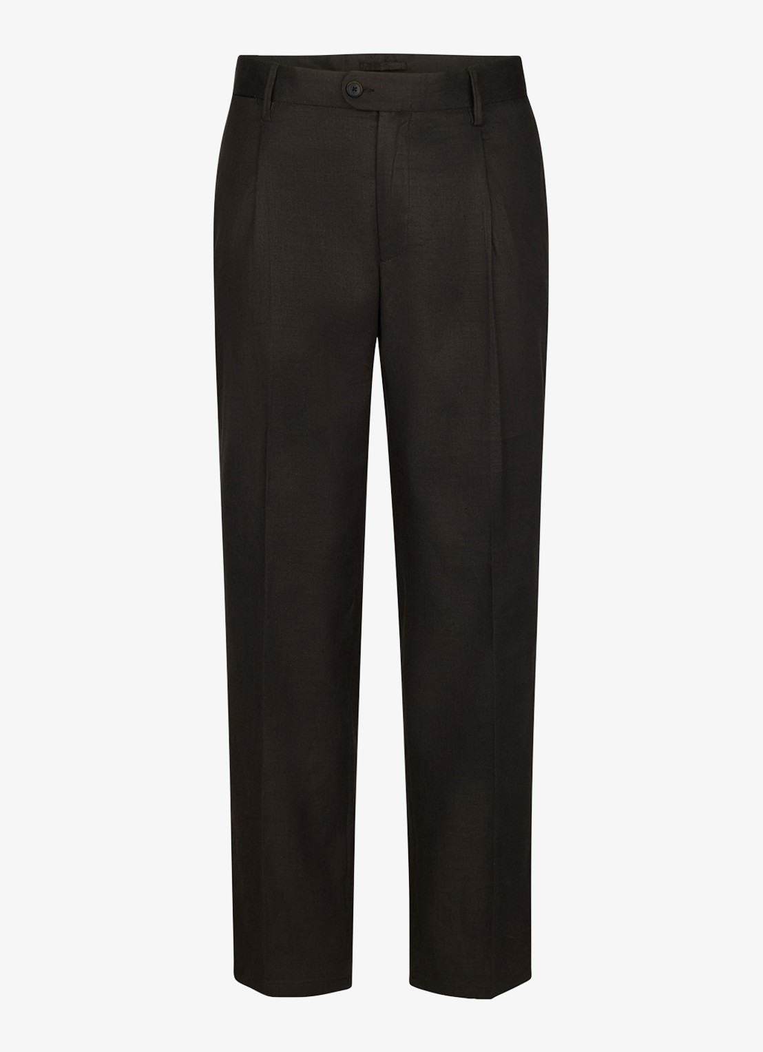 Profuomo Loose fit chino in linnenblend - voorkant donkerbruin
