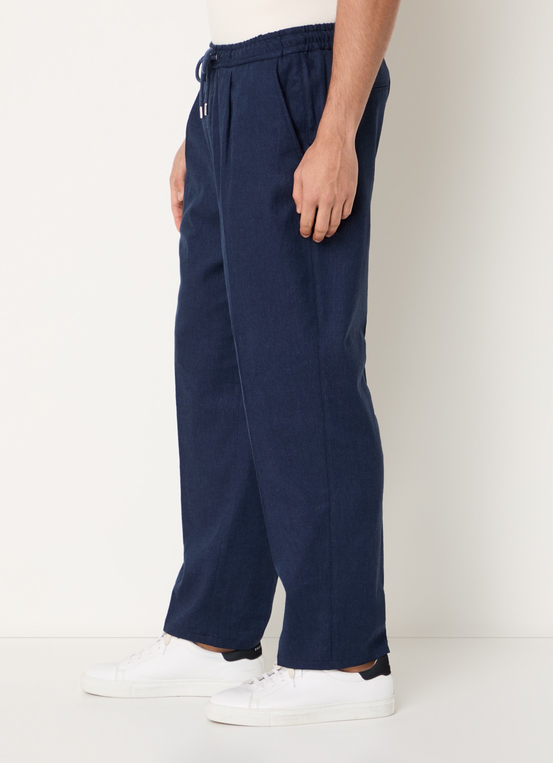 Profuomo Loose fit joggingbroek in linnenblend - detail 5 donkerblauw