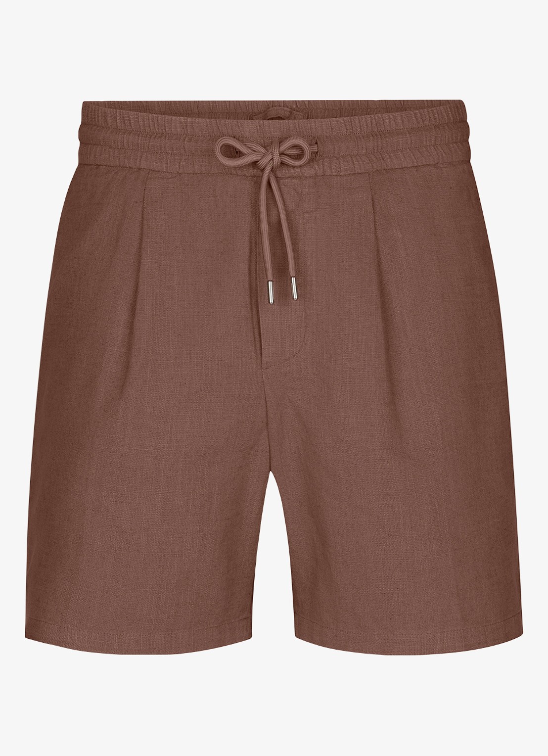Profuomo Loose fit korte broek in linnenblend - voorkant 5 clay