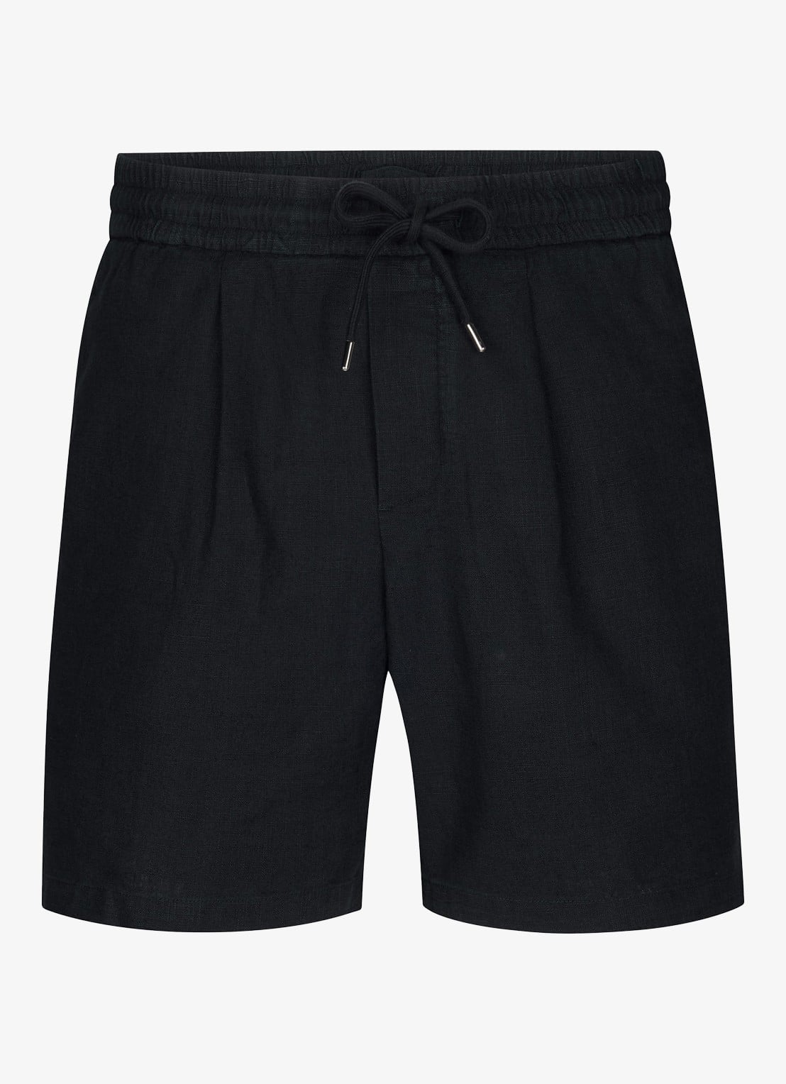 Profuomo Loose fit korte broek in linnenblend - voorkant 4 blauw