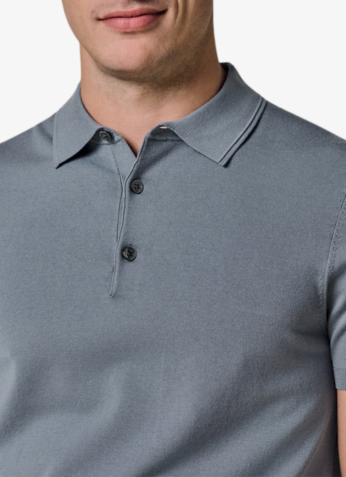 Profuomo Luxury basic polo in lyocell blend - detail 2 blauwgrijs