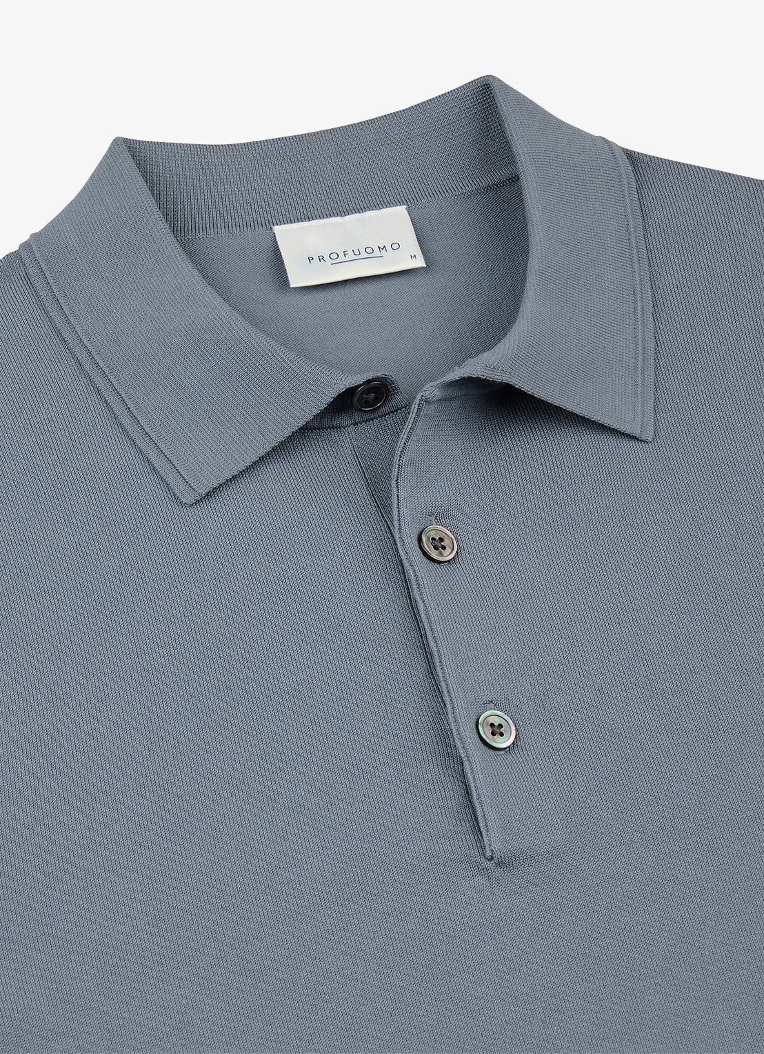 Profuomo Luxury basic polo in lyocell blend - detail 3 blauwgrijs