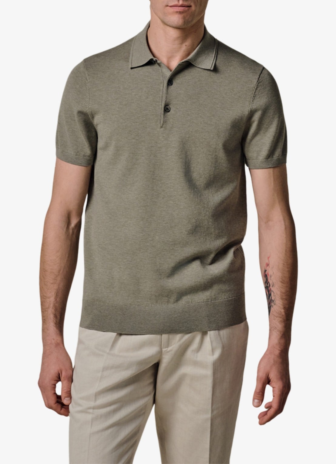 Profuomo Luxury basic polo in lyocell blend - detail groen