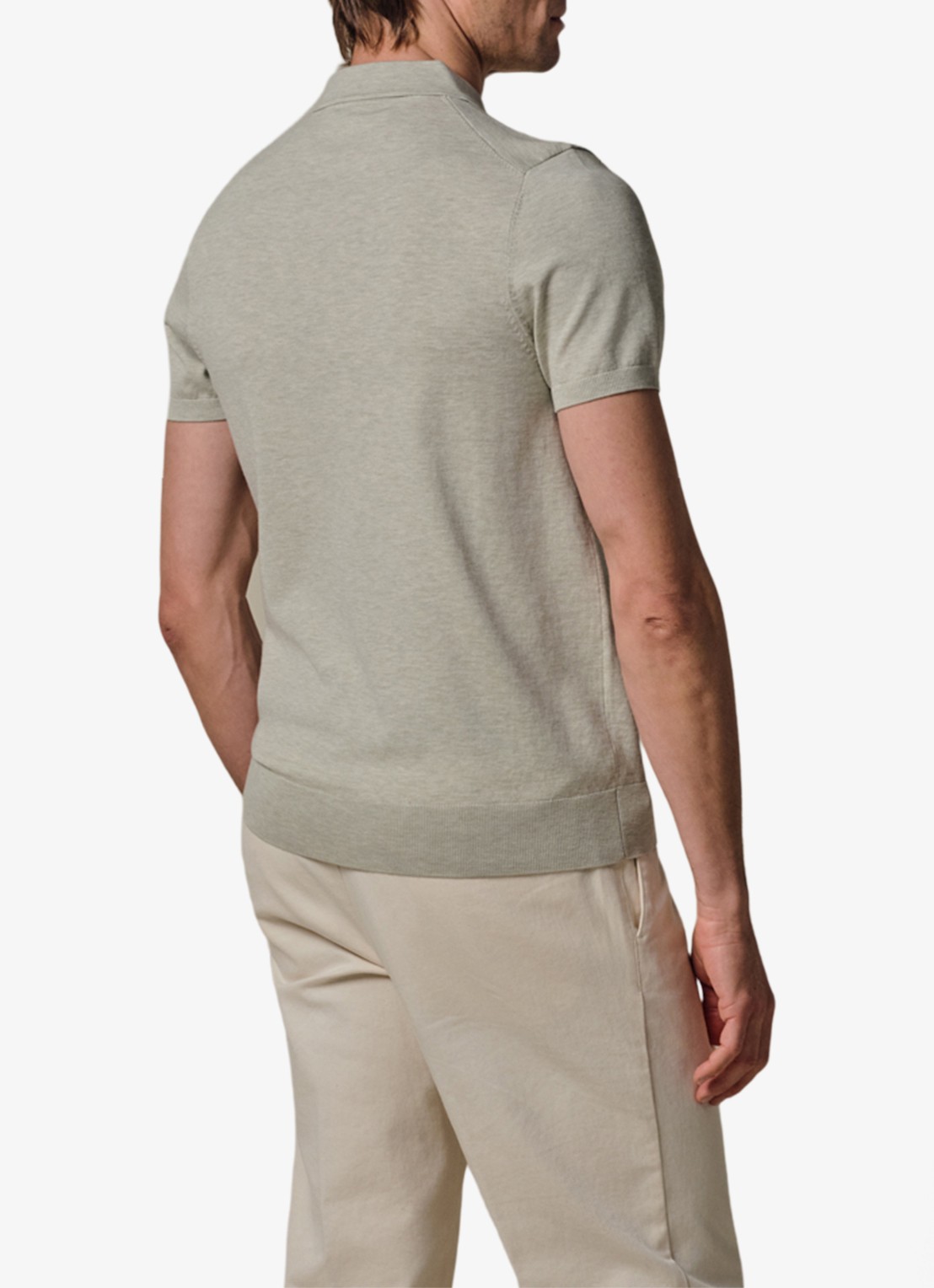Profuomo Luxury basic polo in lyocell blend - achterkant 3 lichtgroen