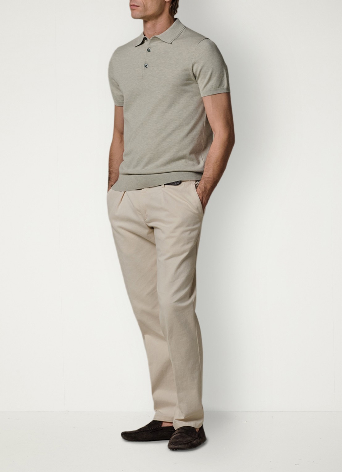 Profuomo Luxury basic polo in lyocell blend - voorkant 2 lichtgroen
