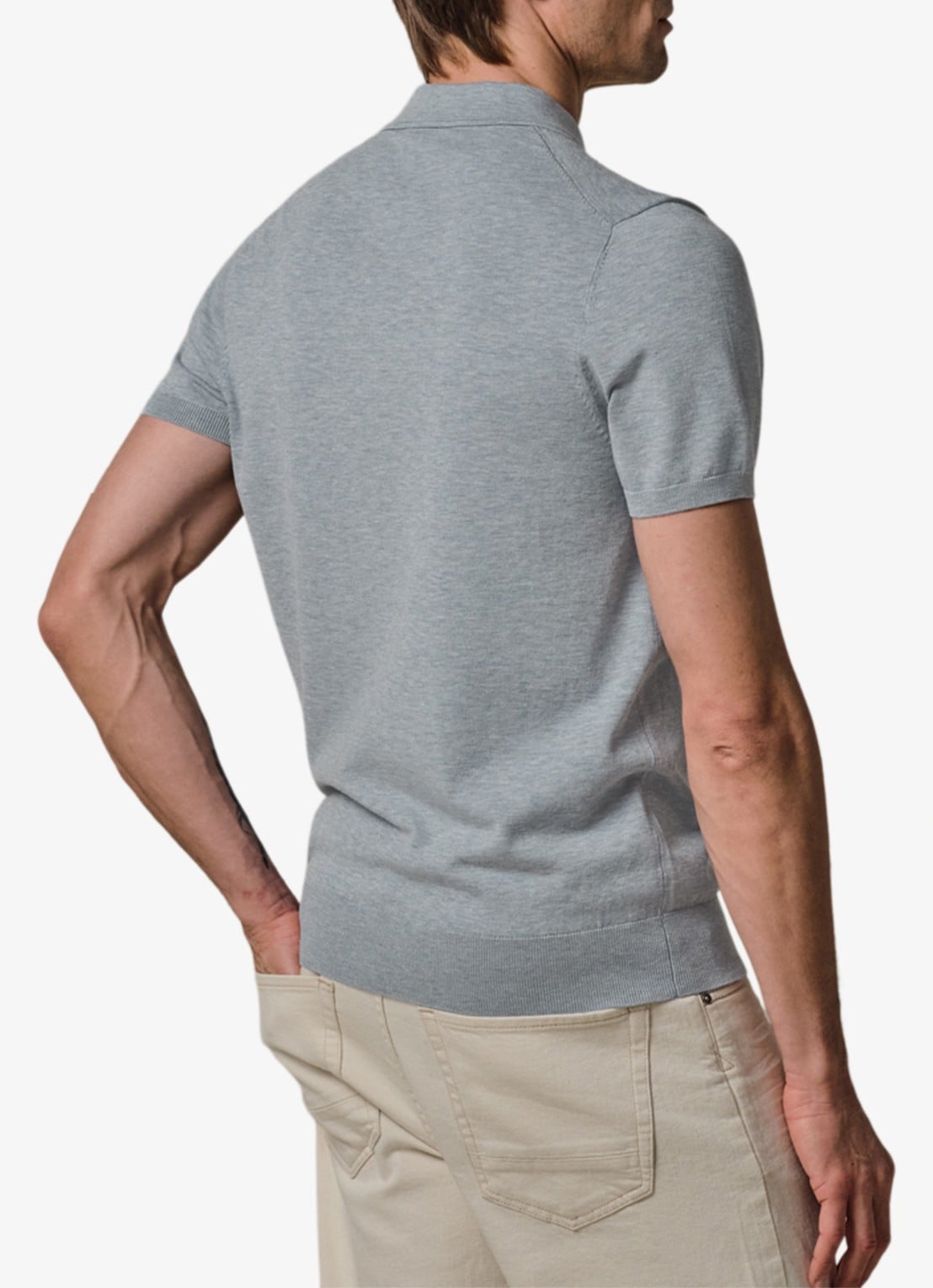 Profuomo Luxury basic polo in lyocell blend - achterkant 3 blauw
