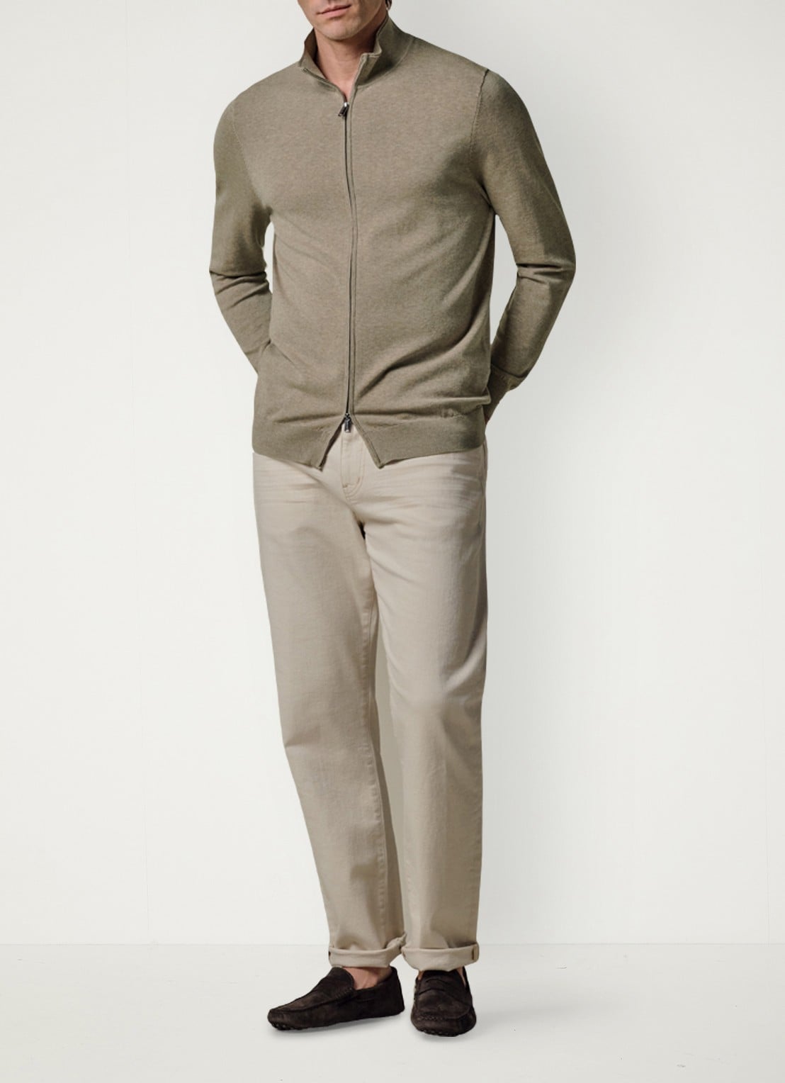 Profuomo Luxury fijngebreid vest  - voorkant 6 beige