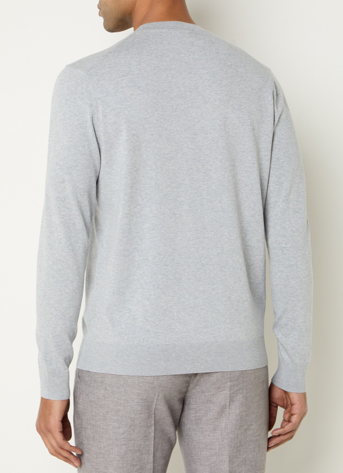 Profuomo Luxury fijngebreide pullover  - achterkant 3 lichtgrijs