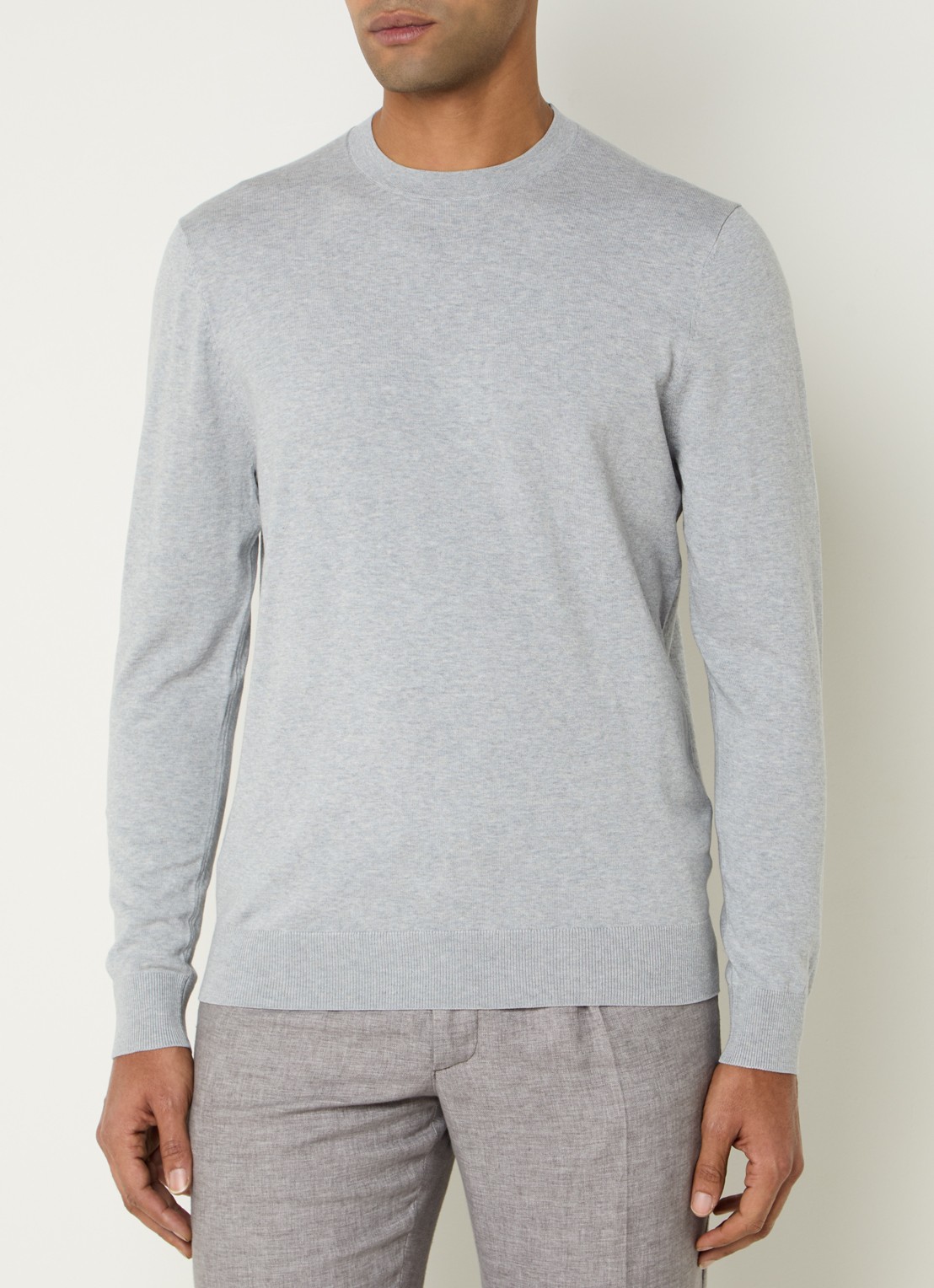Profuomo Luxury fijngebreide pullover  - detail 4 lichtgrijs
