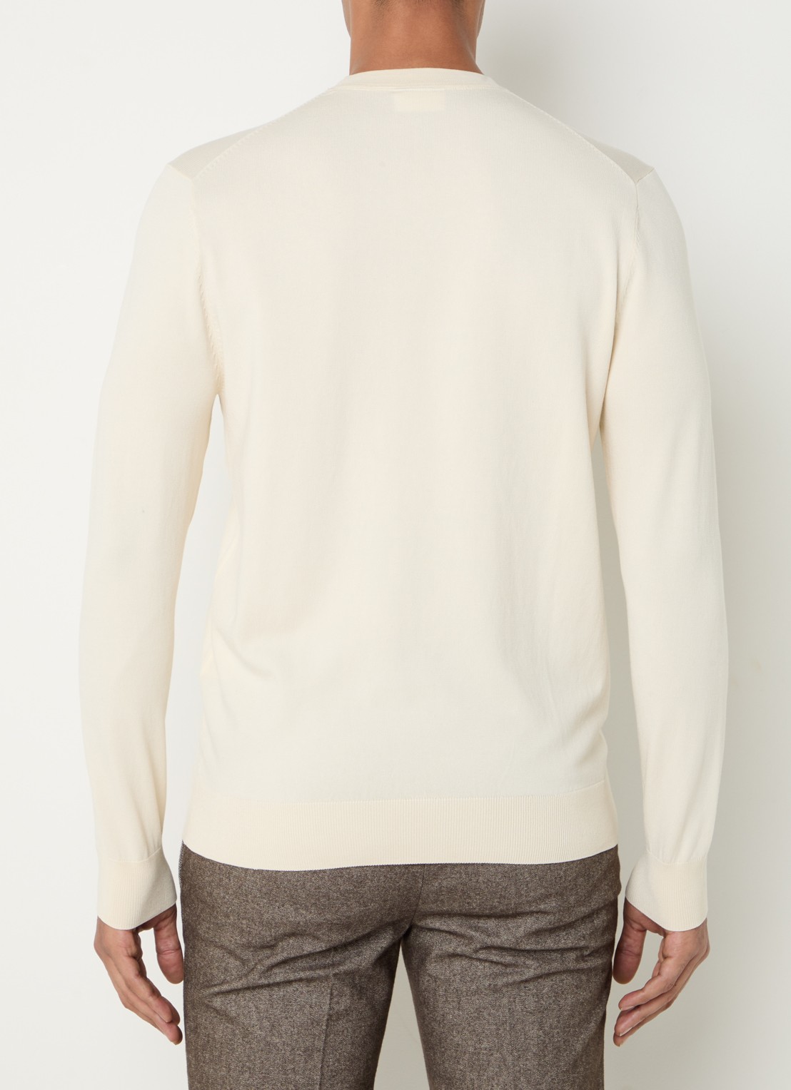 Profuomo Luxury fijngebreide pullover  - achterkant gebroken wit