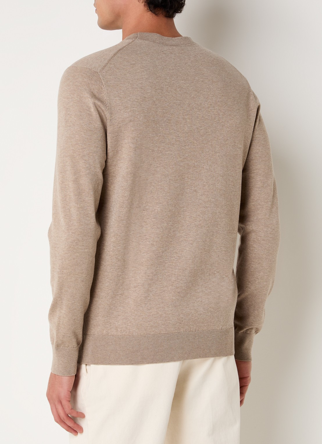 Profuomo Luxury fijngebreide pullover  - achterkant 3 beige