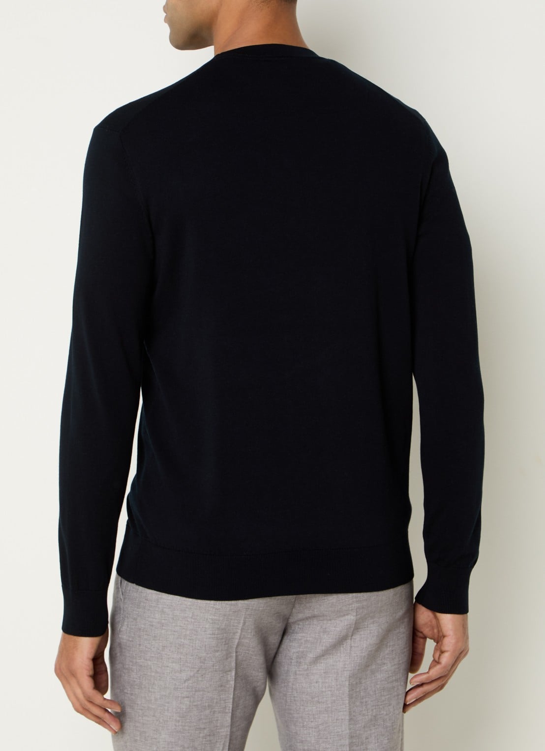 Profuomo Luxury fijngebreide pullover  - achterkant 3 donkerblauw