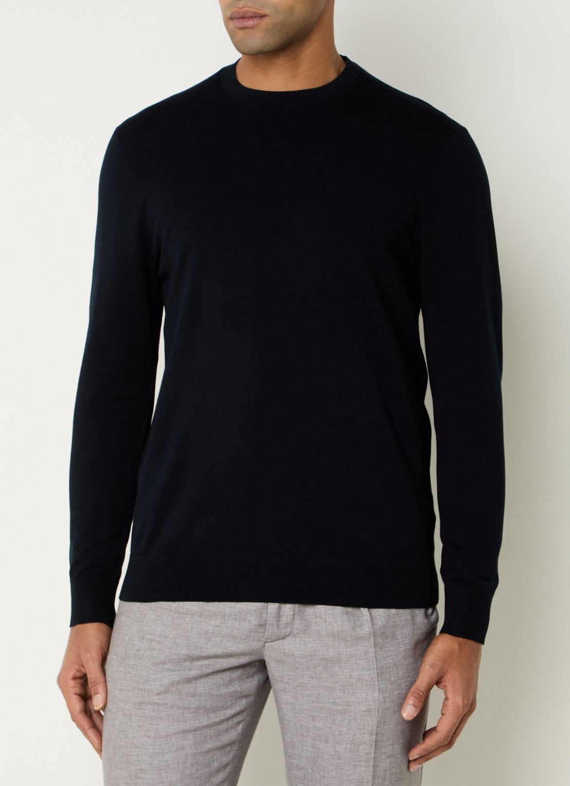 Profuomo Luxury fijngebreide pullover  - detail 4 donkerblauw