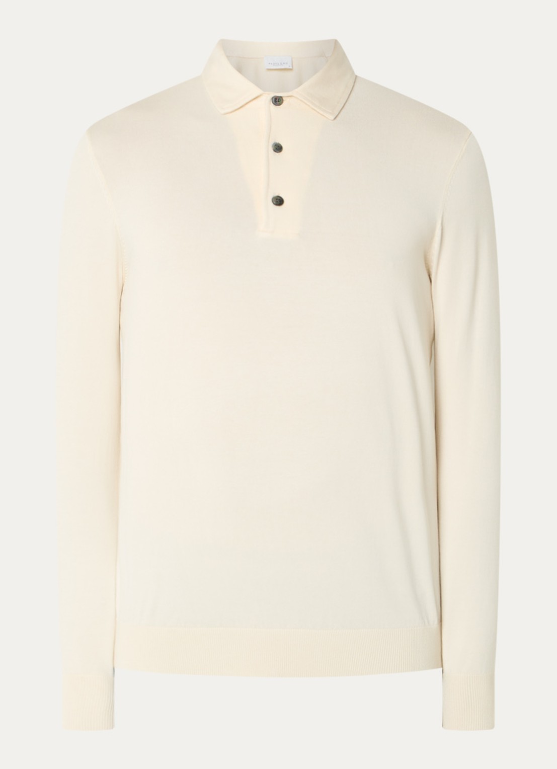 Profuomo Luxury fijngebreide regular fit polo  - voorkant 3 creme