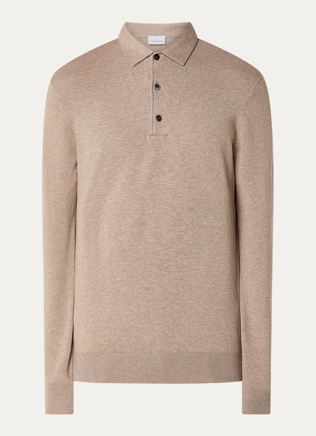 Profuomo Luxury fijngebreide regular fit polo  - voorkant 2 beige