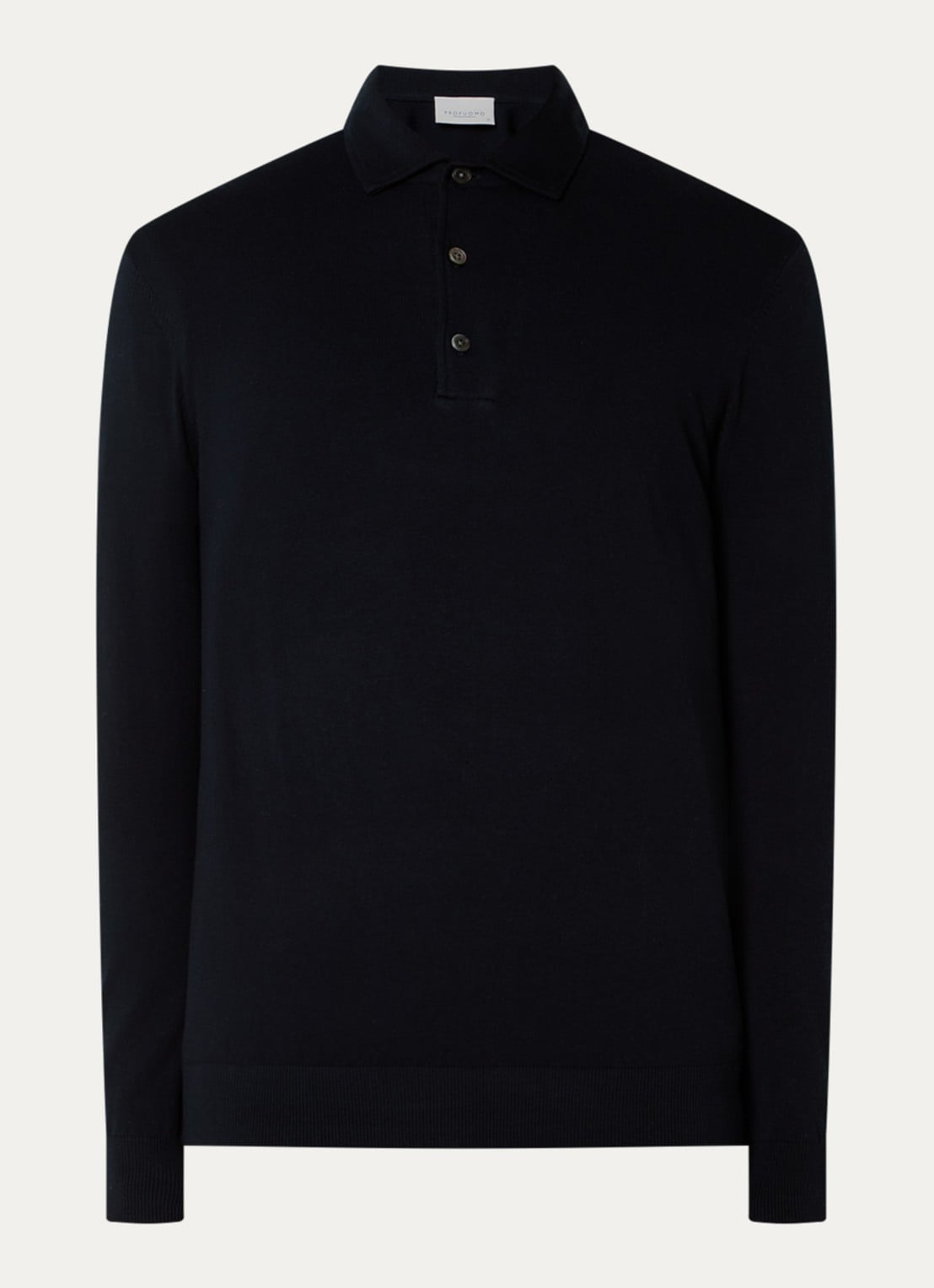 Profuomo Luxury fijngebreide regular fit polo  - voorkant 3 donkerblauw