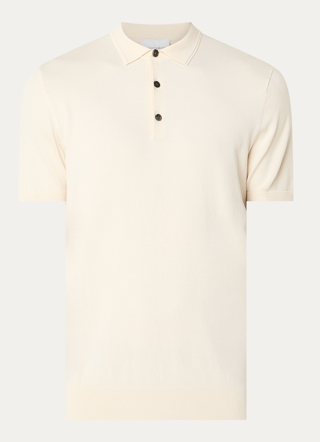 Profuomo Luxury regular fit polo  met gemêleerd dessin - voorkant 2 gebroken wit