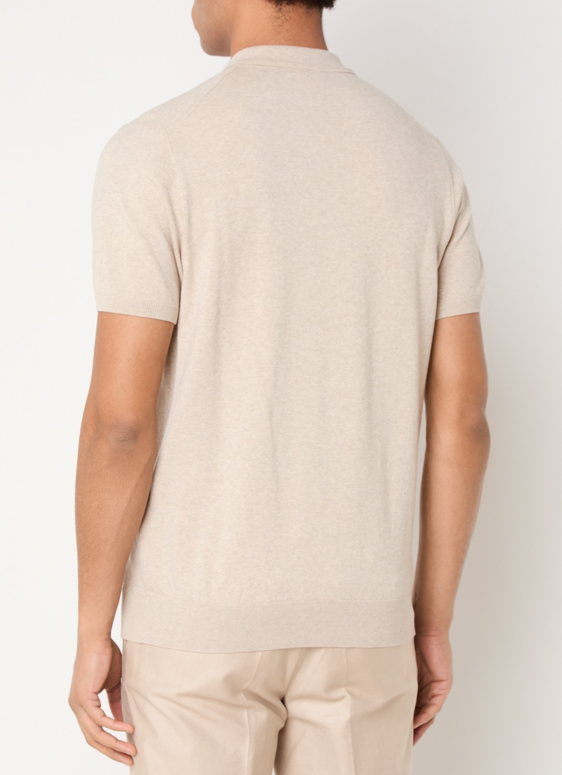 Profuomo Luxury regular fit polo  met gemêleerd dessin - achterkant 4 zand