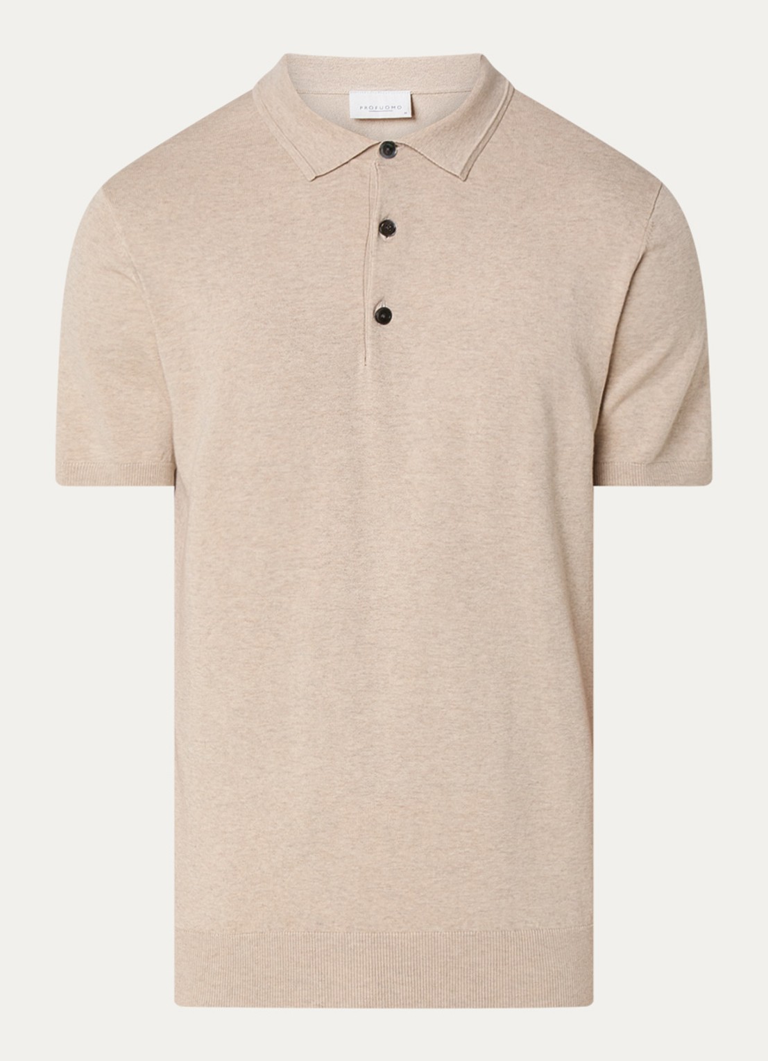 Profuomo Luxury regular fit polo  met gemêleerd dessin - voorkant 2 zand