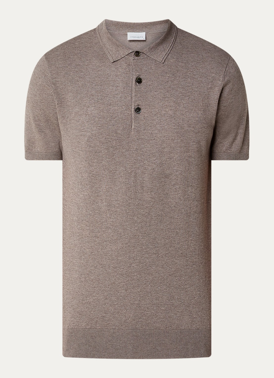 Profuomo Luxury regular fit polo  met gemêleerd dessin - voorkant 2 lichtbruin
