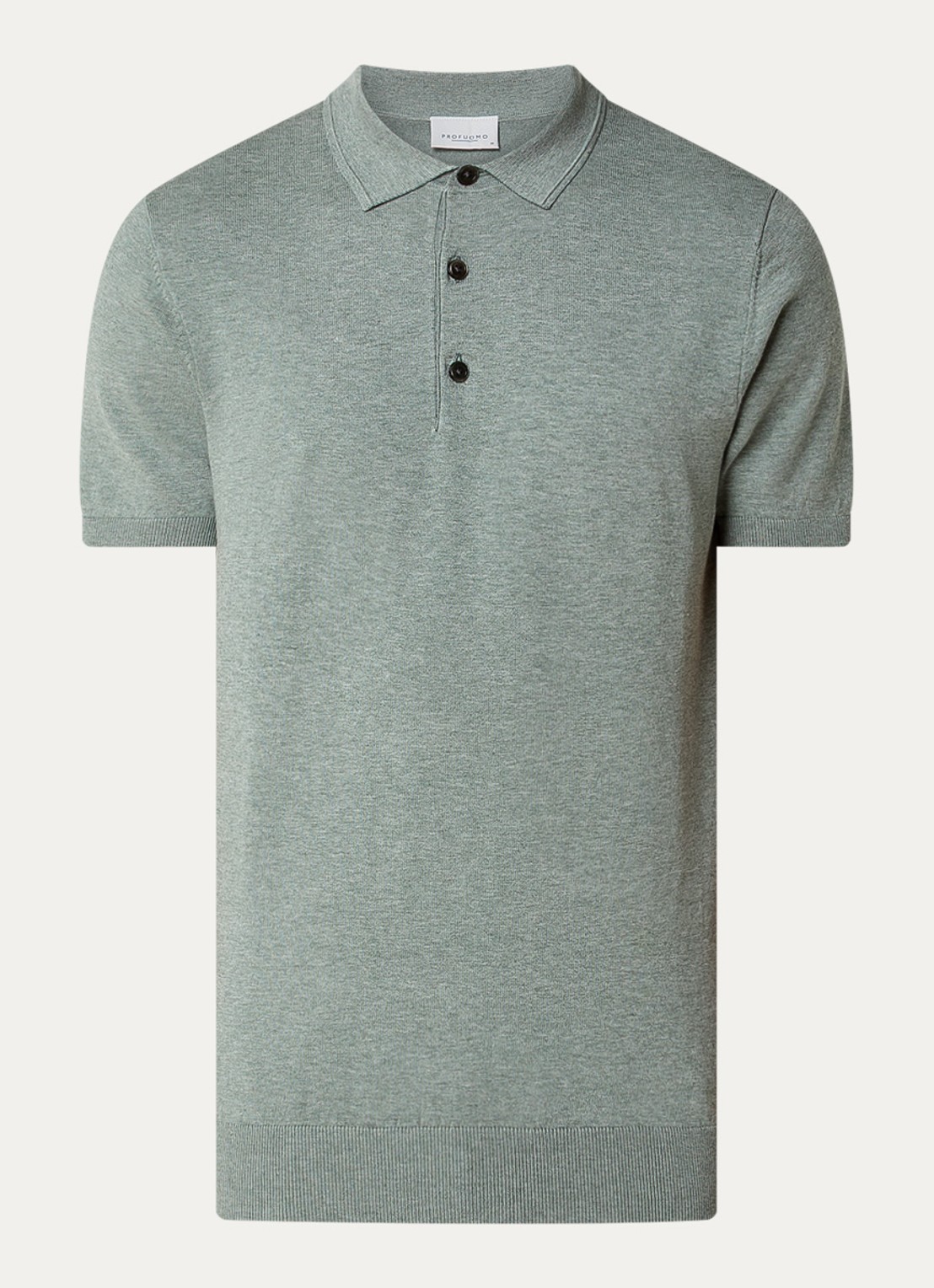 Profuomo Luxury regular fit polo  met gemêleerd dessin - voorkant 3 lindegroen