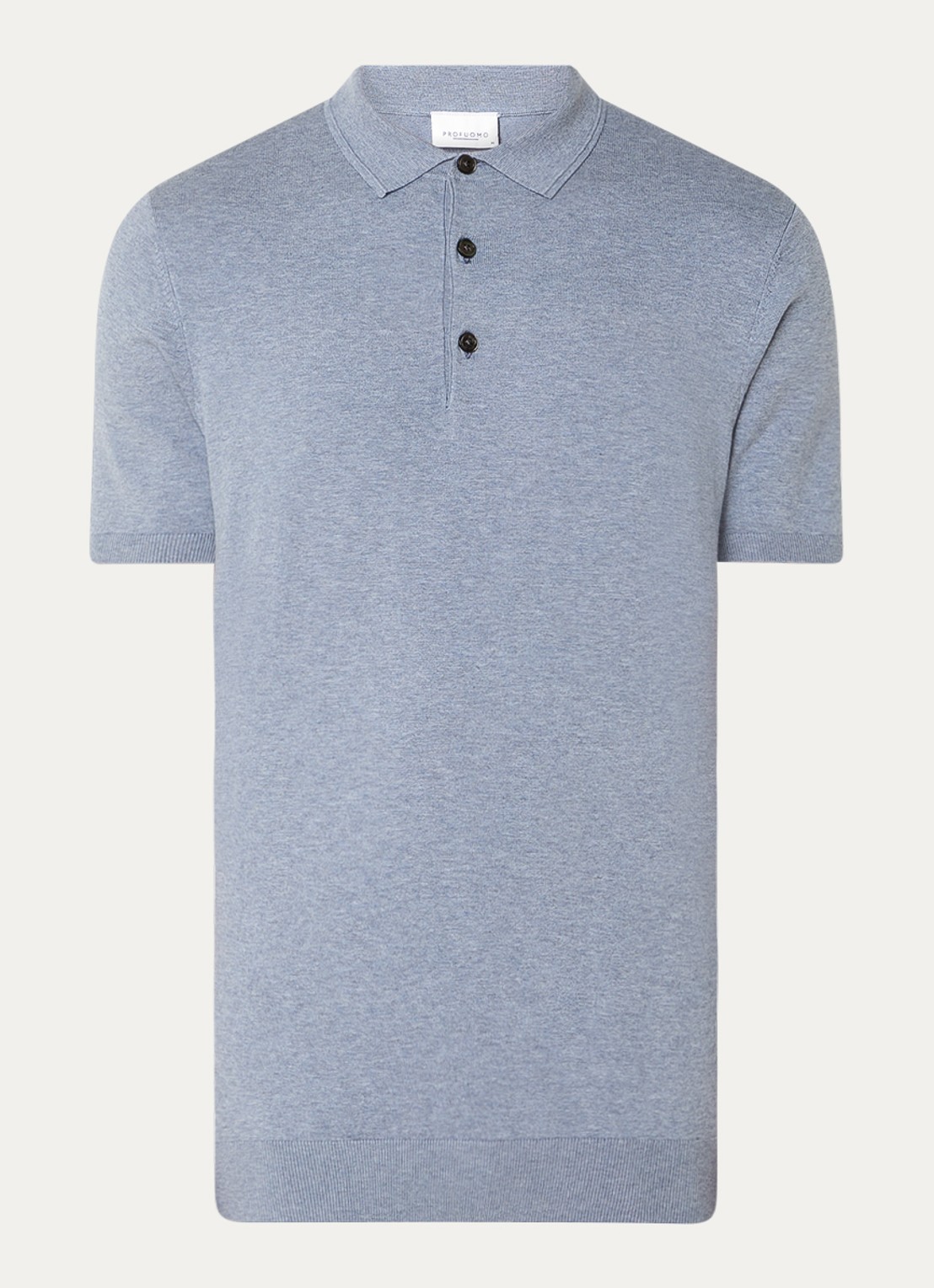 Profuomo Luxury regular fit polo  met gemêleerd dessin - voorkant 2 blauwgrijs