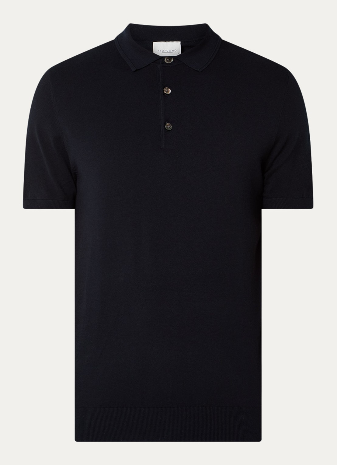 Profuomo Luxury regular fit polo  met gemêleerd dessin - voorkant 3 donkerblauw