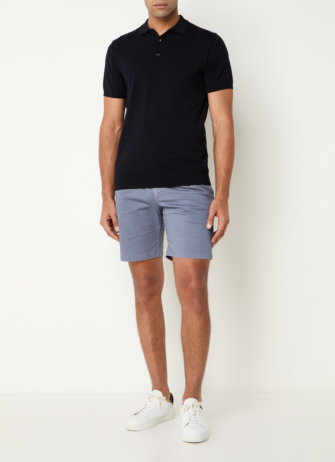 Profuomo Luxury regular fit polo  met gemêleerd dessin - voorkant 4 donkerblauw
