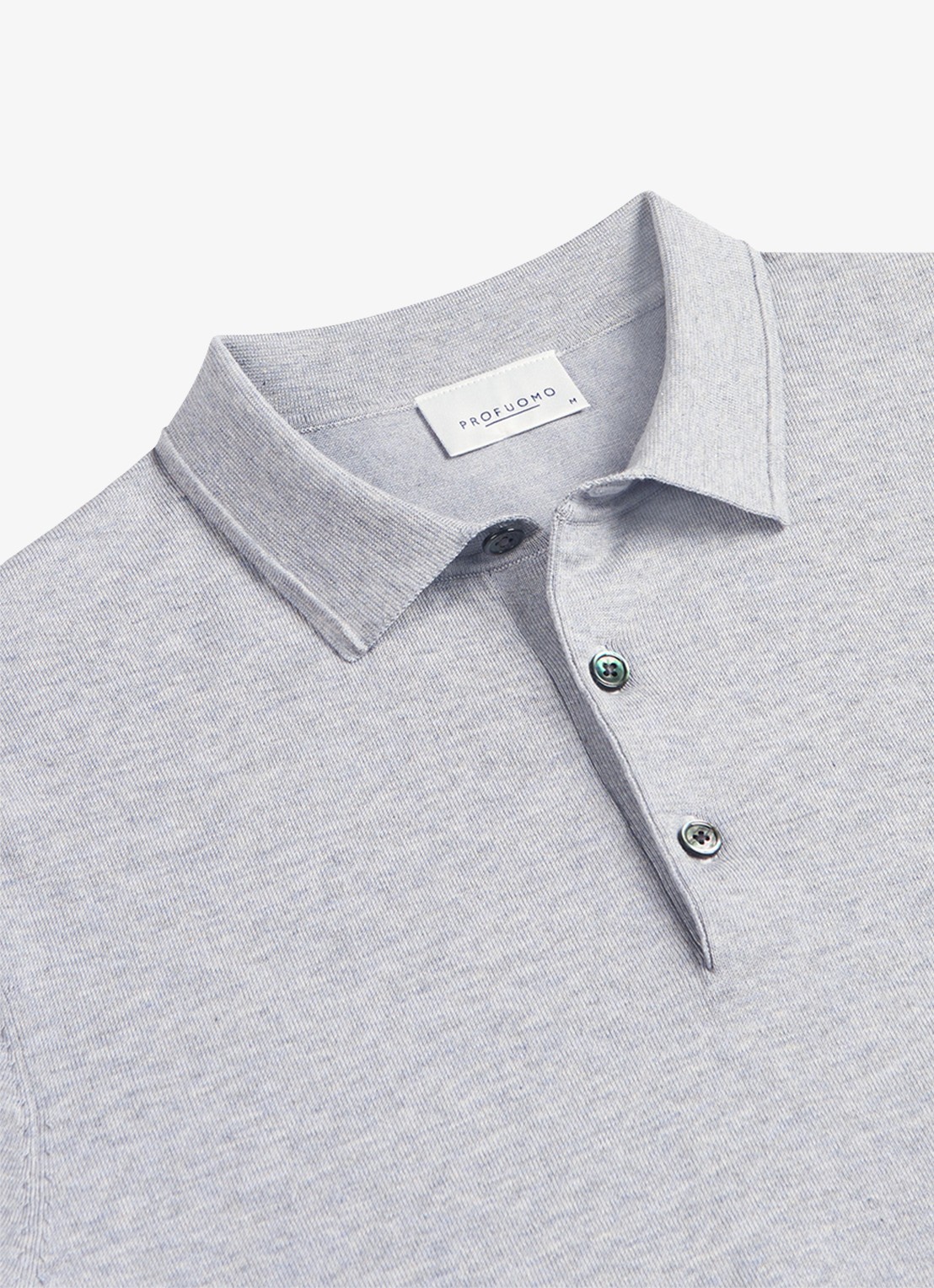 Profuomo Luxury regular fit polo met gemêleerd dessin - detail 4 lichtgrijs