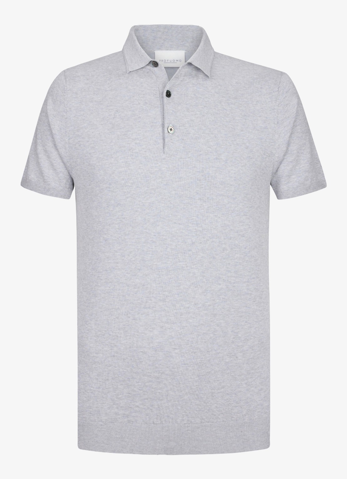 Profuomo Luxury regular fit polo met gemêleerd dessin - voorkant lichtgrijs