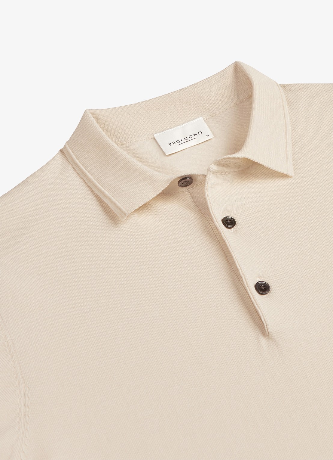 Profuomo Luxury regular fit polo met gemêleerd dessin - detail 4 gebroken wit