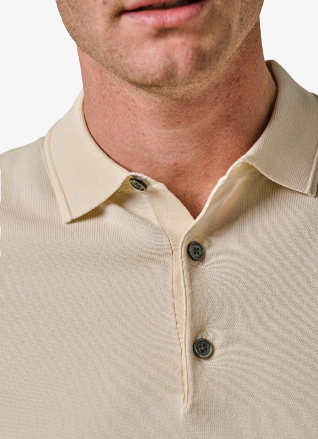 Profuomo Luxury regular fit polo met gemêleerd dessin - detail 5 gebroken wit