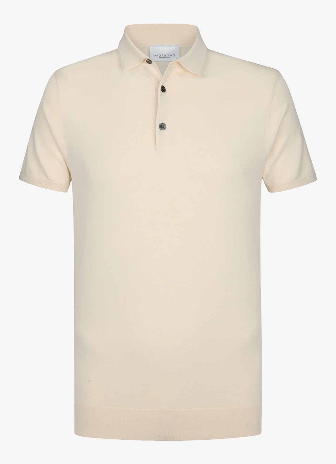 Profuomo Luxury regular fit polo met gemêleerd dessin - voorkant gebroken wit